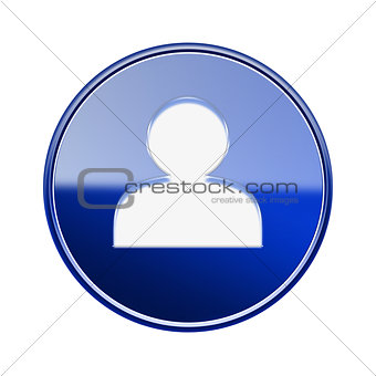 User icon glossy blue, isolated on white background
