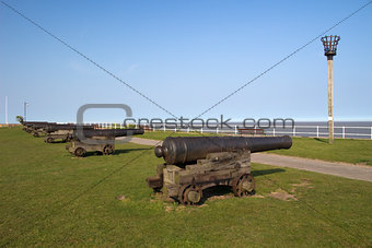 Cannons on Gun Hill, Southwold, Suffolk, England, Europe