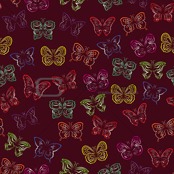 Seamless pattern with gradient butterflies