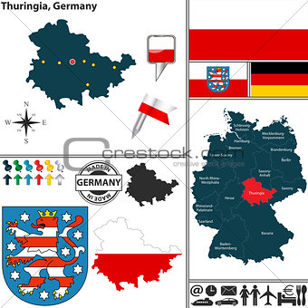 Map of Thuringia, Germany