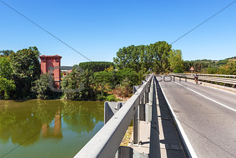 Bridge across Tanaro river in Italy.