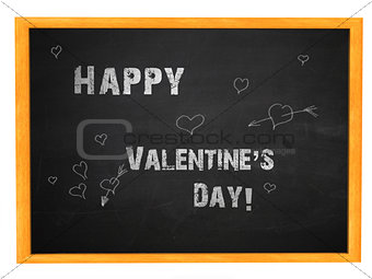 Happy valentine's day phrase on blackboard