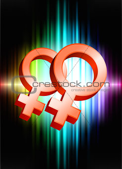 Lesbian Gender Symbols on Abstract Spectrum Background 