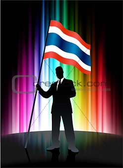Thailand Flag with Businessman on Abstract Spectrum Background