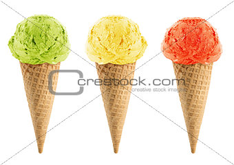 Green, yellow and red Ice cream