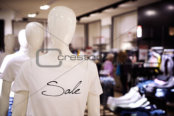 Clothing and retail store-view of shop with t-shirt