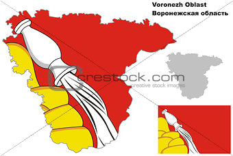 outline map of Voronezh Oblast with flag