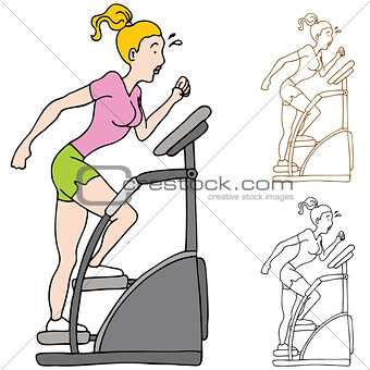 Woman Exercising on Stairclimber Machine