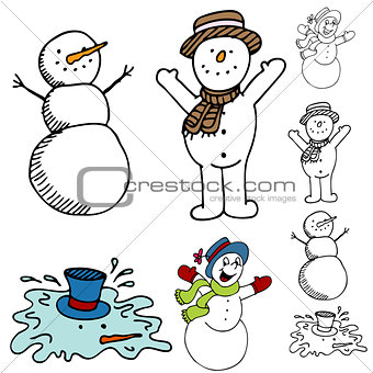 Cartoon Snowman Set
