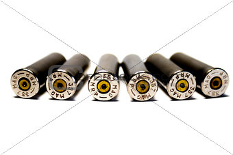 Six fired cartridge cases, caliber .357 Magnum