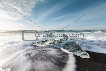 Ice melting on the beach
