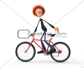 The 3D student by bicycle.
