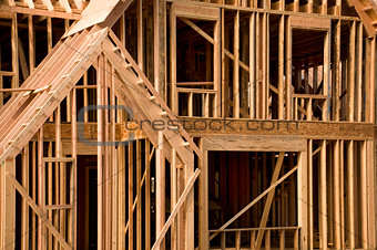 Part of a house in the framing phase of construction