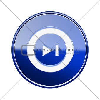 Rewind Forward icon glossy blue, isolated on white background