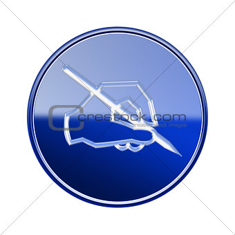 email icon glossy blue, isolated on white background.