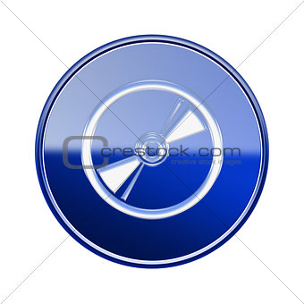 Compact Disc icon glossy blue, isolated on white background