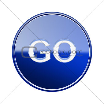 GO icon glossy blue, isolated on white background