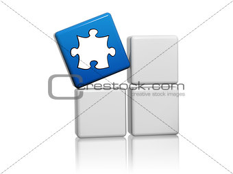 blue cube with puzzle piece symbol on boxes