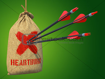 Heartburn - Arrows Hit in Red Mark Target.