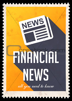 Financial News on Yellow in Flat Design.