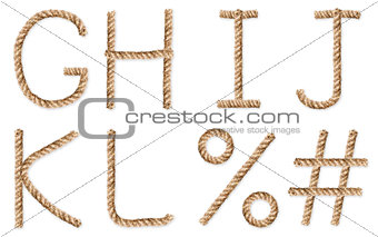 Set of latin rope-characters on white