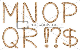 Set of latin rope-characters on white