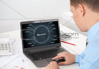 businessman with laptop. business strategy concept
