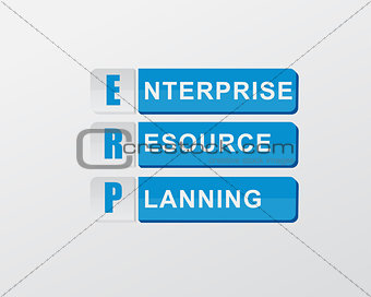 ERP in blue blocks, flat design