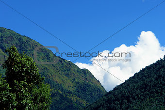 View of Annapurna mountain, trek to base camp conservation area
