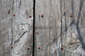 Aged Wood and Rusty Bolts Background