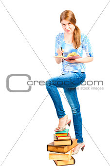 beautiful young student with the literature