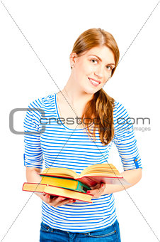 beautiful young girl with an open book