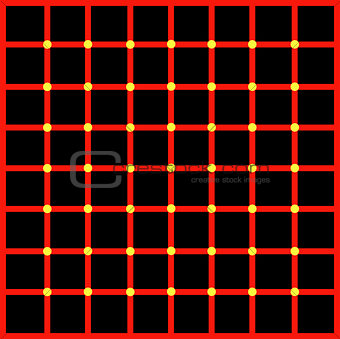 Optical illusion with yellow dots