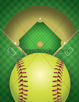 Softball Field and Ball Background Illustration