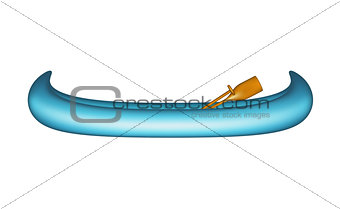 Canoe in blue design with paddle