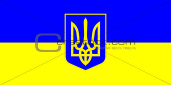 Ukrainian flag with a small emblem