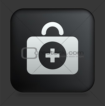 First Aid Kit Icon on Square Black Internet Button