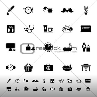 Health behavior icons on white background