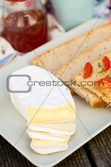 Sliced camembert cheese