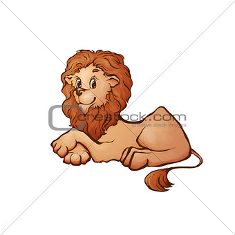 Vector illustration of lion in cartoon style on transparent background