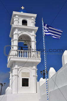 greek orthodox church and flag