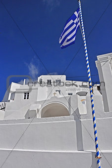 classical greek architecture and flag