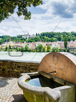 Well and riverside in Passau