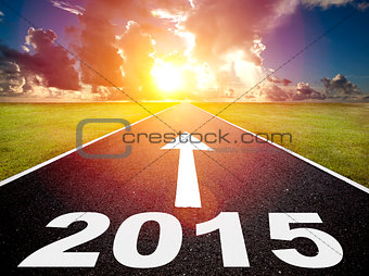 road to the 2015 new year and sunrise background