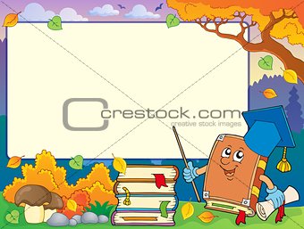 Autumn frame with book teacher 1