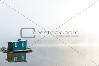 lake house in fog