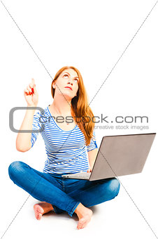 female 25 years old posing with a laptop