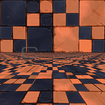 Distorted orange checkers