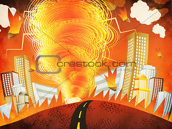 Fire tornado grunge background