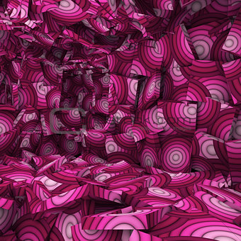 pink concentric 3d abstract shape interior fragmented